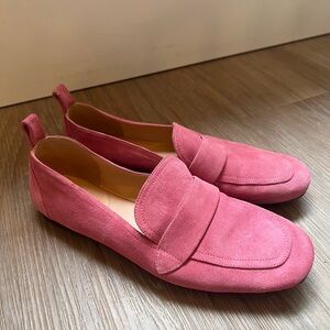 J.Crew Marie Tab Suede Loafers Pink Size 8 Leather Slip On Flats